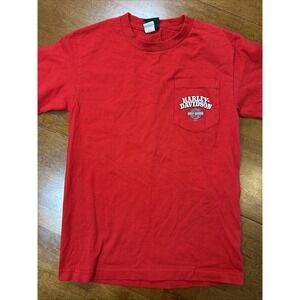Harley Davidson T Shirt Men's Size Small Red Motorcycles Smoky Mountains